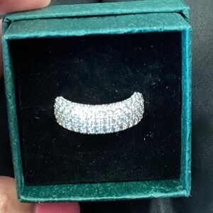 Eternity Band Ring Pave Cubic Zirconia CZ Statement Cocktail‎ Silver